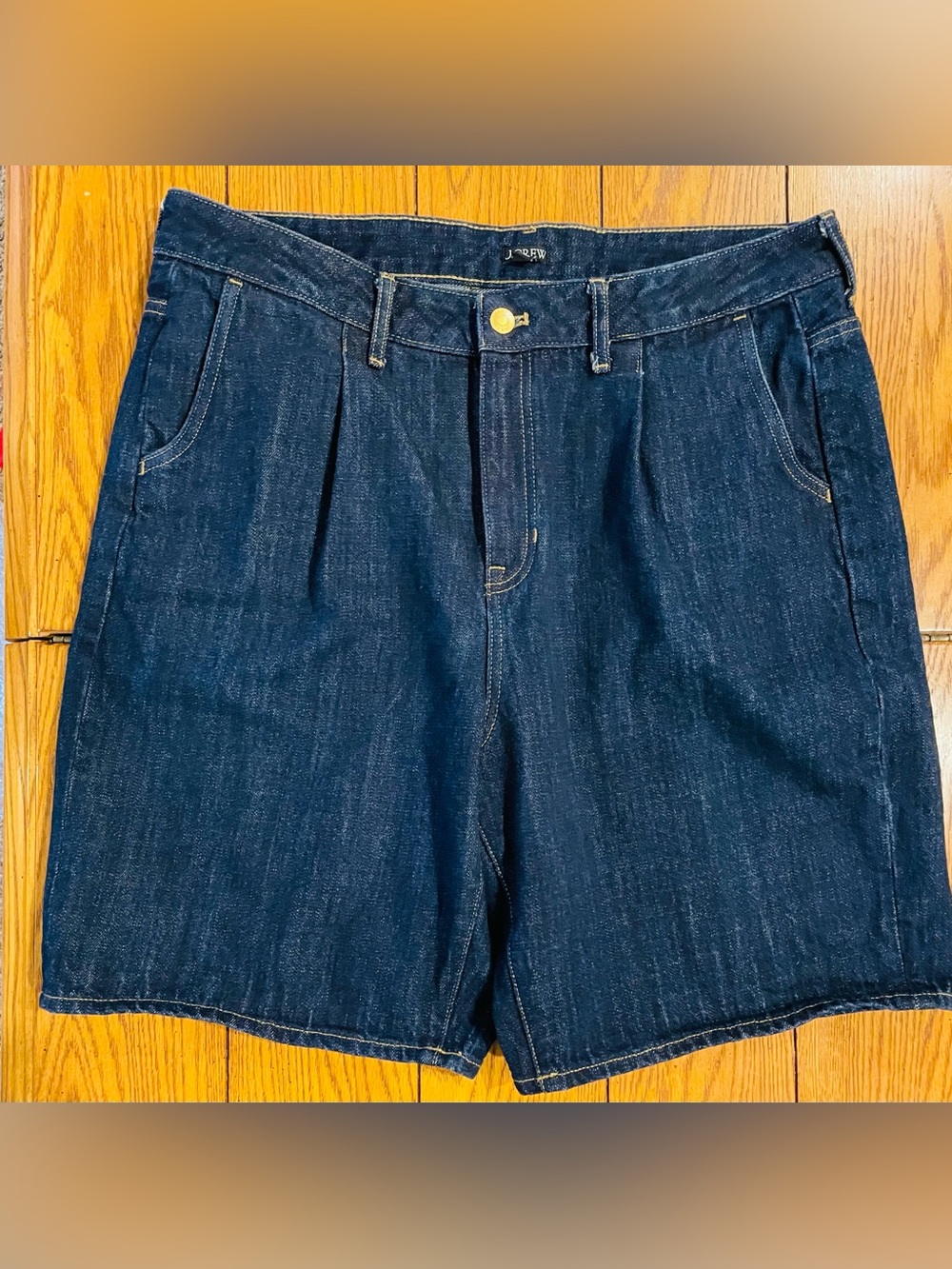 J.Crew women’s mid length high rise denim shorts, indigo wash, size 32